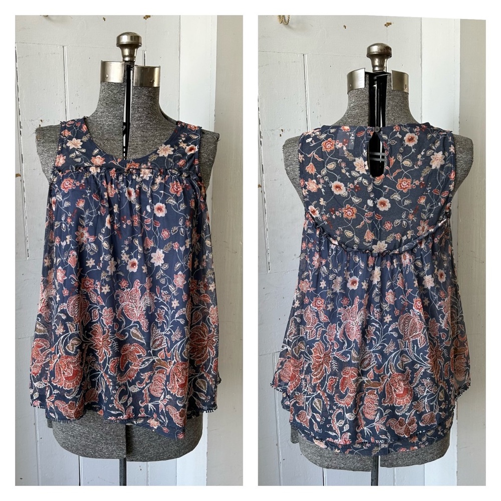 Knox Rose BoHo Sleeveless Baby doll Floral Print Top